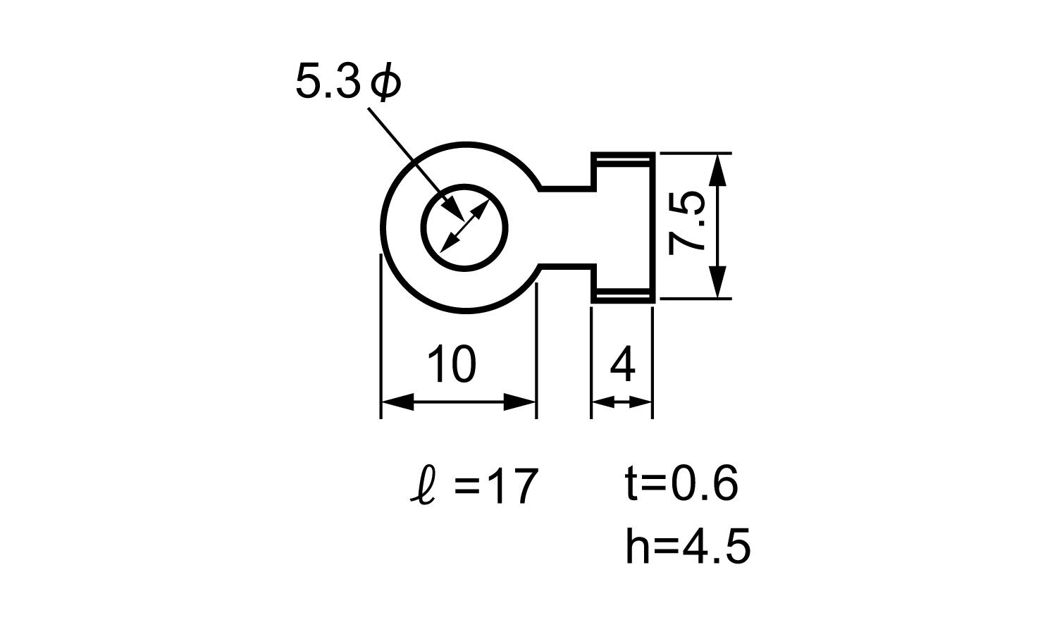 ラグ端子　Ｃ７　（堀内発條製図面