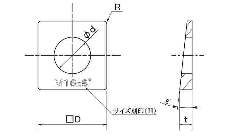 テーパーＷ（８度（ナミテイ製図面