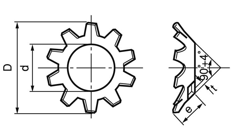 歯付ワッシャー（皿形図面