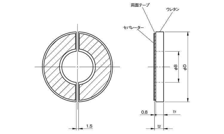 ウレタンダンパーセパレートテープ図面