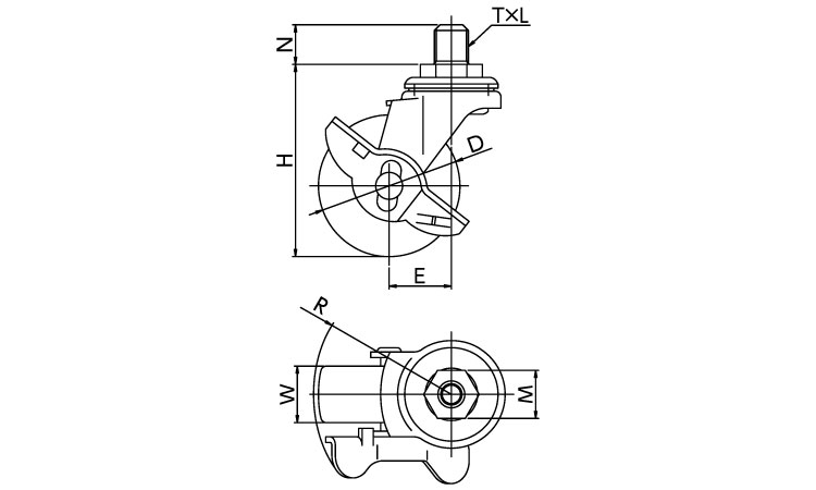 軽自在ねじ込ＬＴＳＵ１／２Ｘ１４図面