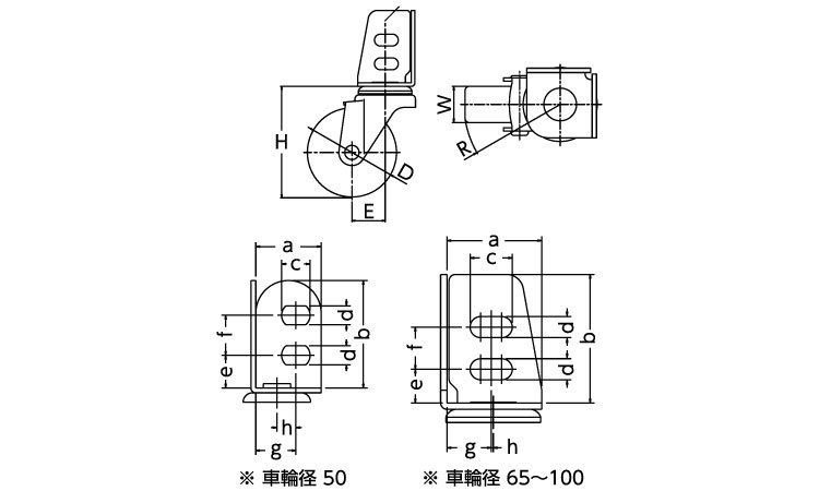 軽荷重向け自在車アングル式ＳＡ型図面