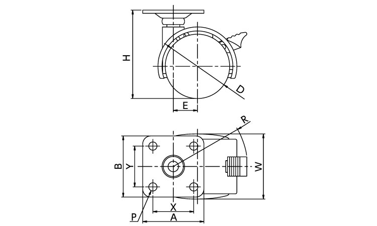 事務機器向け自在ストッパーＰＴ型図面