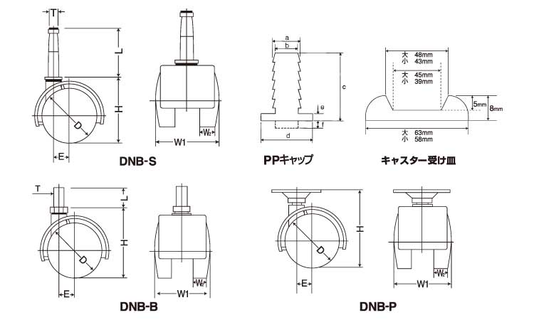 デザインキャスター　ＤＮ－Ｂ図面