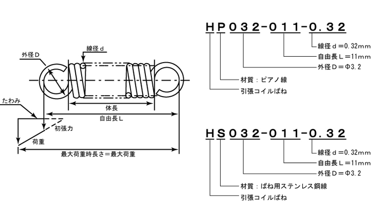 引張バネＨＳ図面