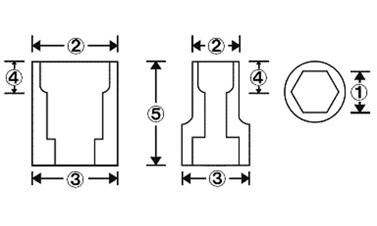 ６角ソケット　差込角９．５図面