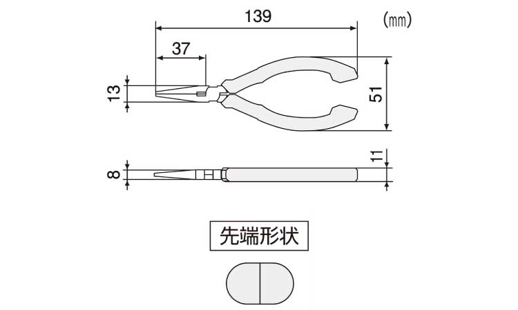 ＥＳＤミニチュア　ラジオペンチ図面