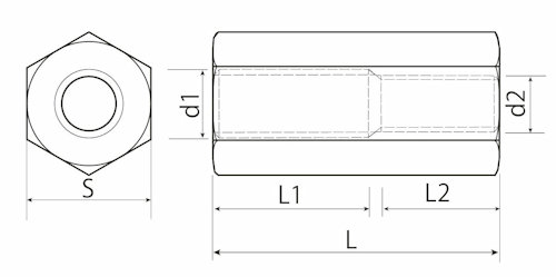 ねじ変換アダプター、めねじーめねじ型